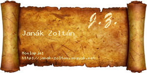 Janák Zoltán névjegykártya